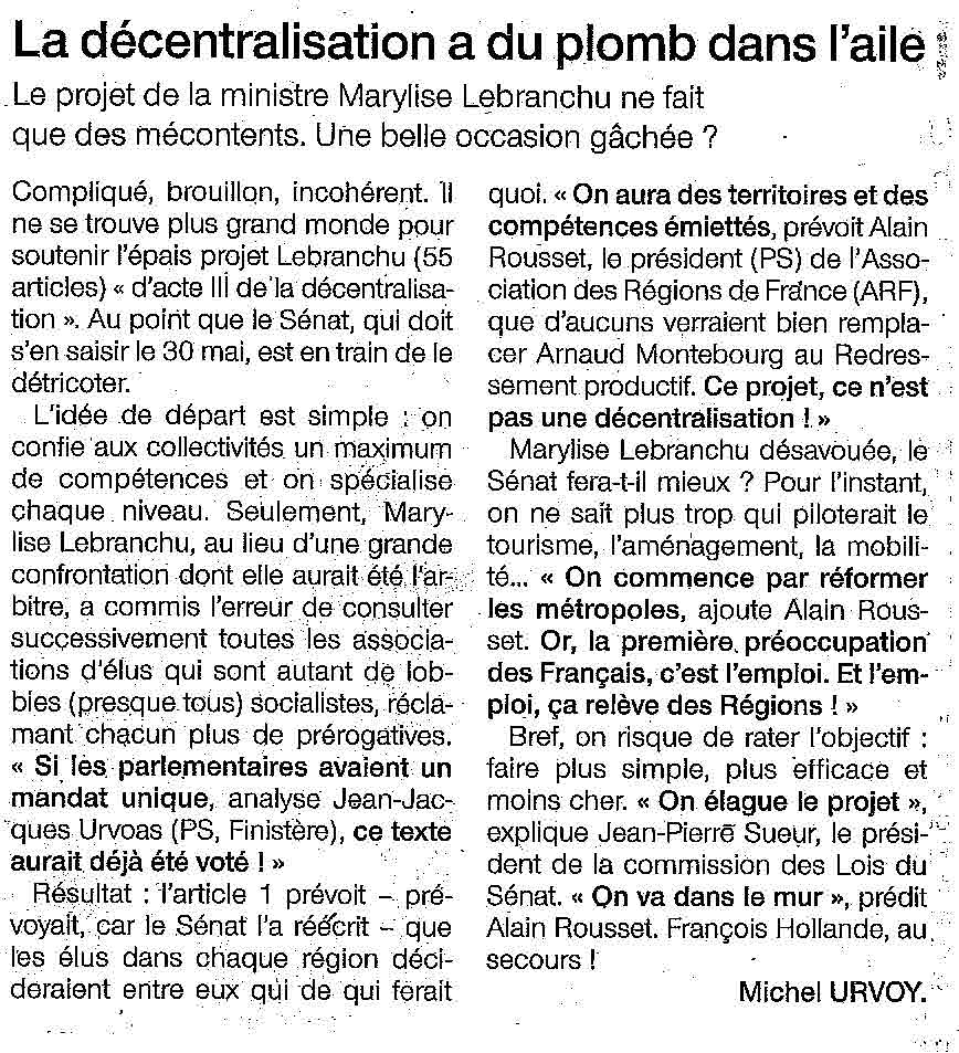 130517 OuestFrance decentralisation