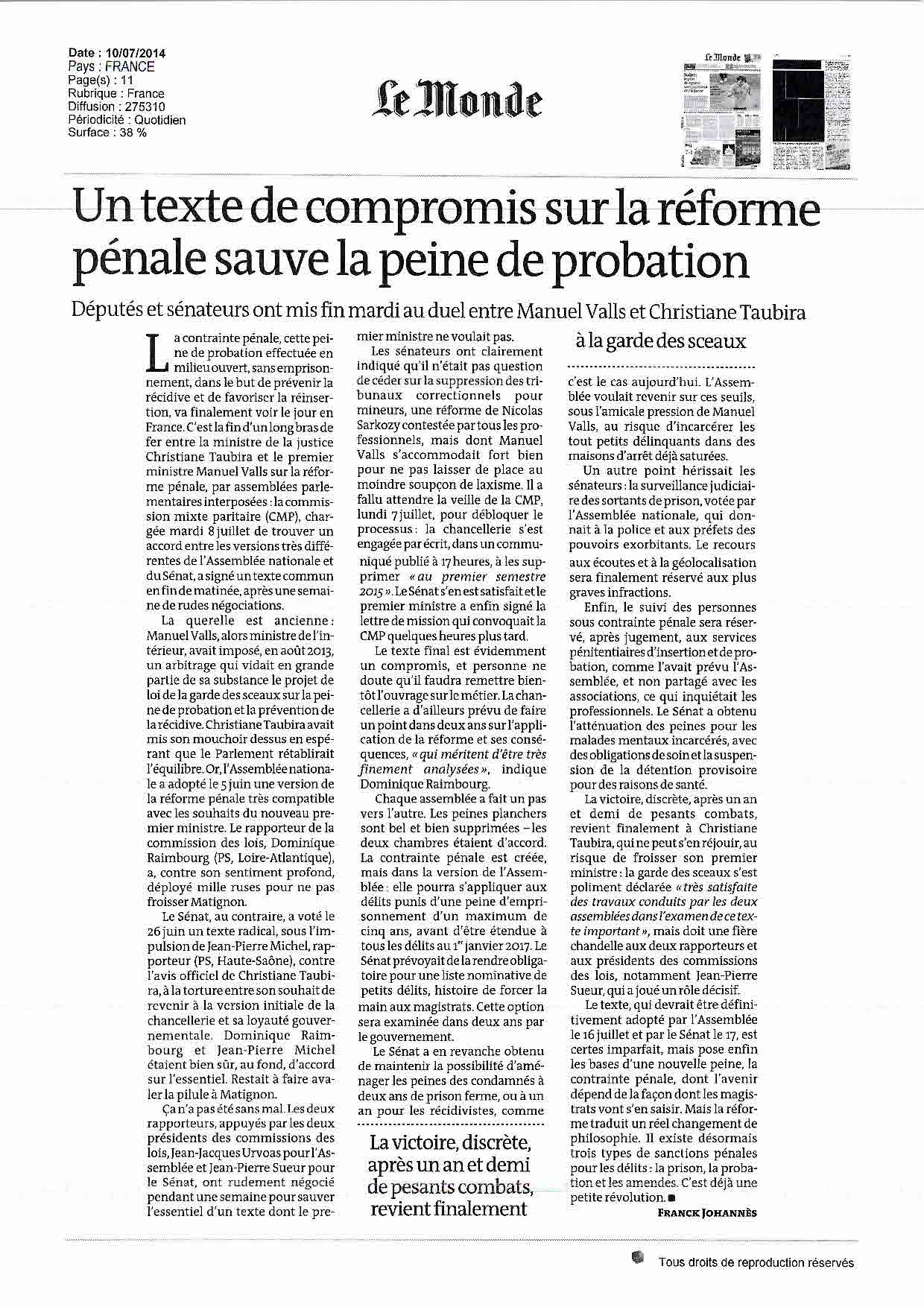 140710 lemonde reformepenale